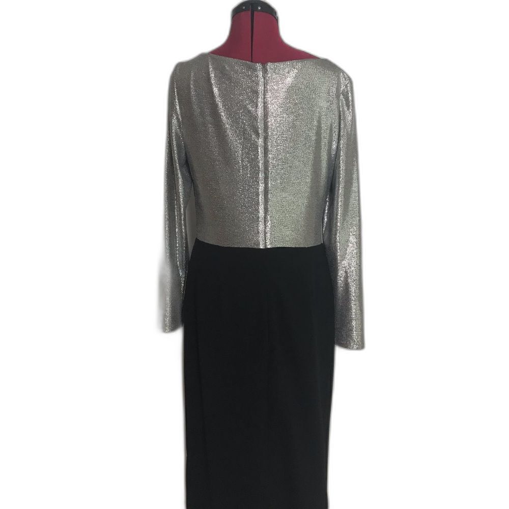 Lauren Ralph Lauren Maxi Gown Women’s Size 10 Black & Silver Metallic - Picture 6 of 12